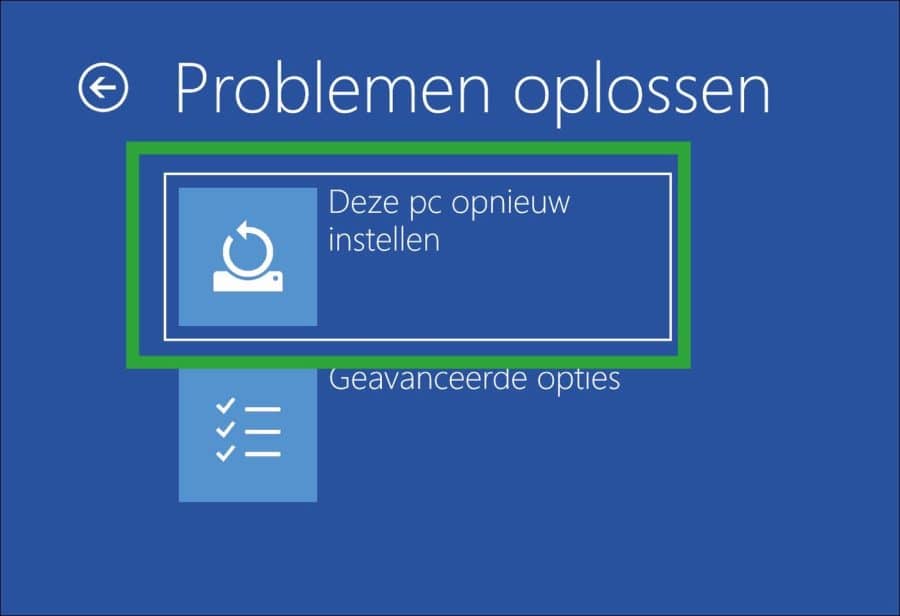 Deze PC opnieuw instellen