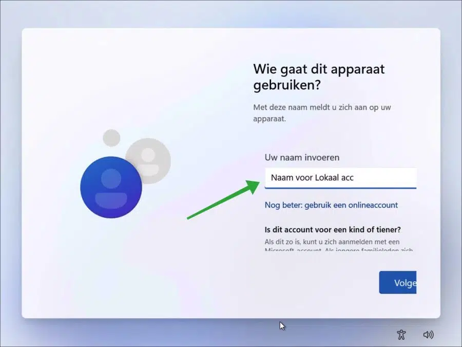 Gebruikersnaam voor lokaal account