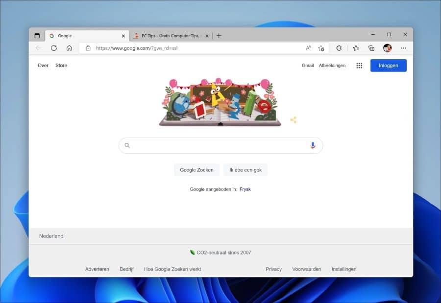 Google als startpagina in Microsoft Edge