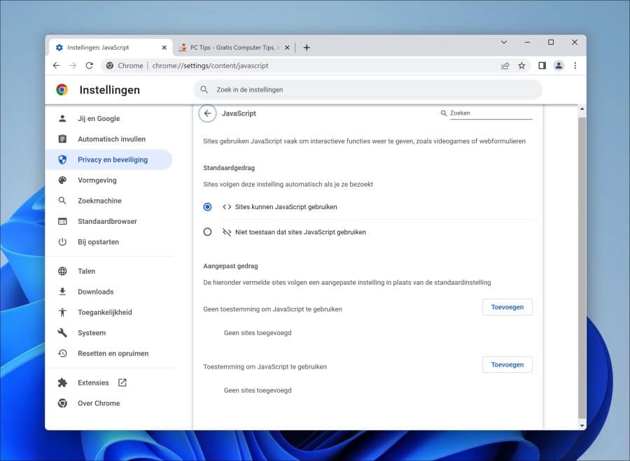 JavaScript inschakelen of uitschakelen in Google Chrome