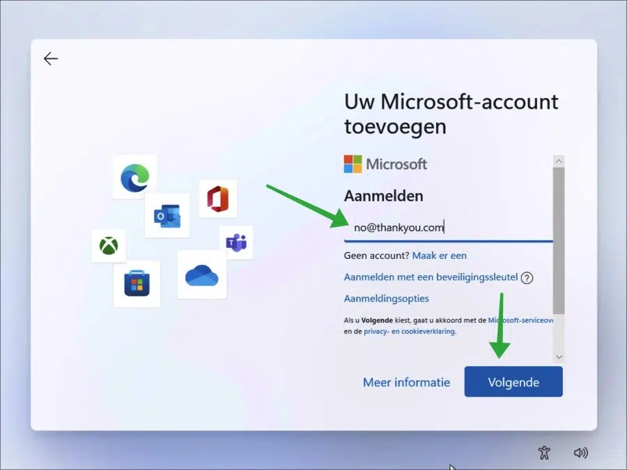 Microsoft account ingeven