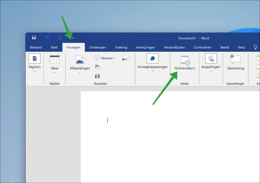 Online video invoegen in Microsoft Word document