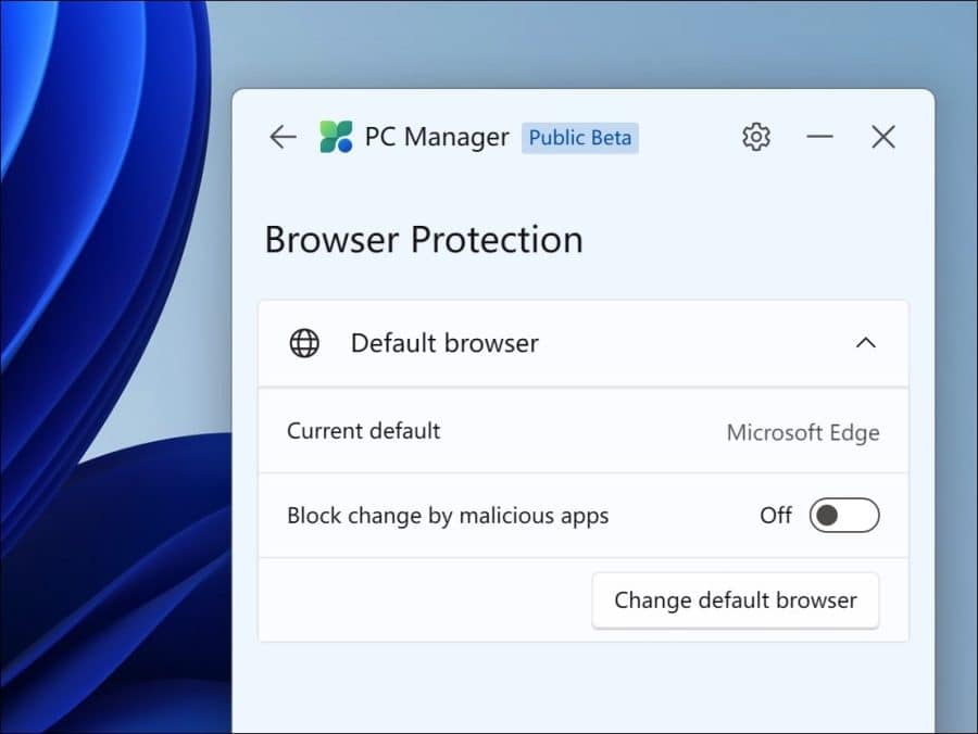 PC manager browser protection instellingen