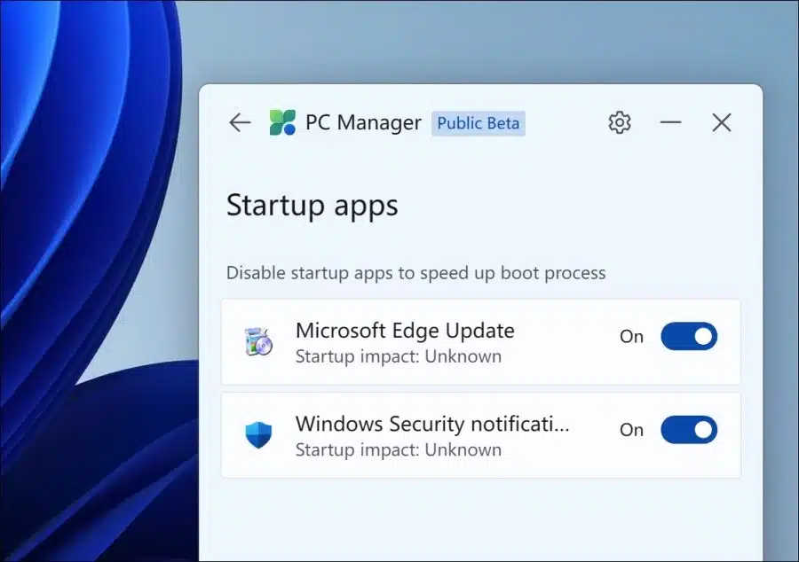 PC manager startup apps