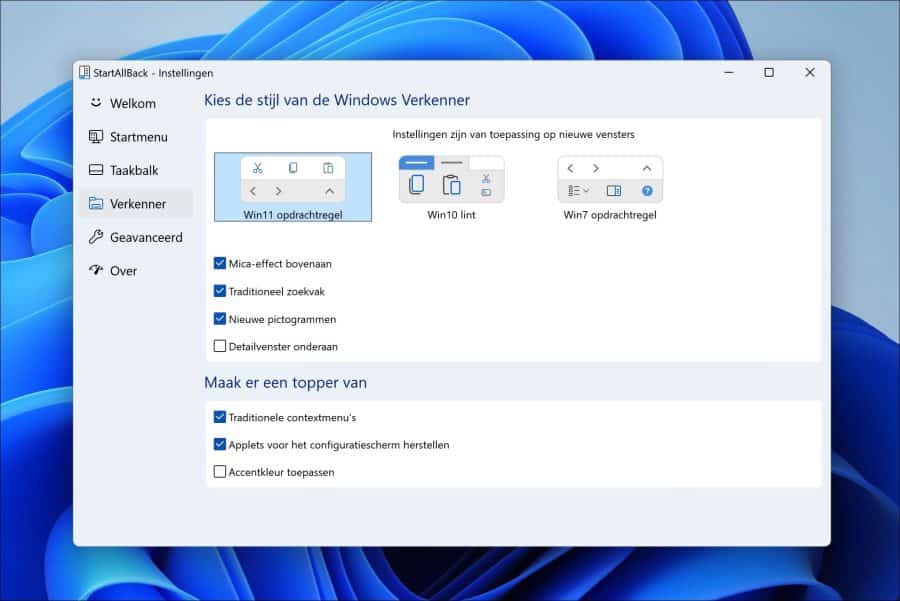 StartIsBack windows verkenner aanpassen