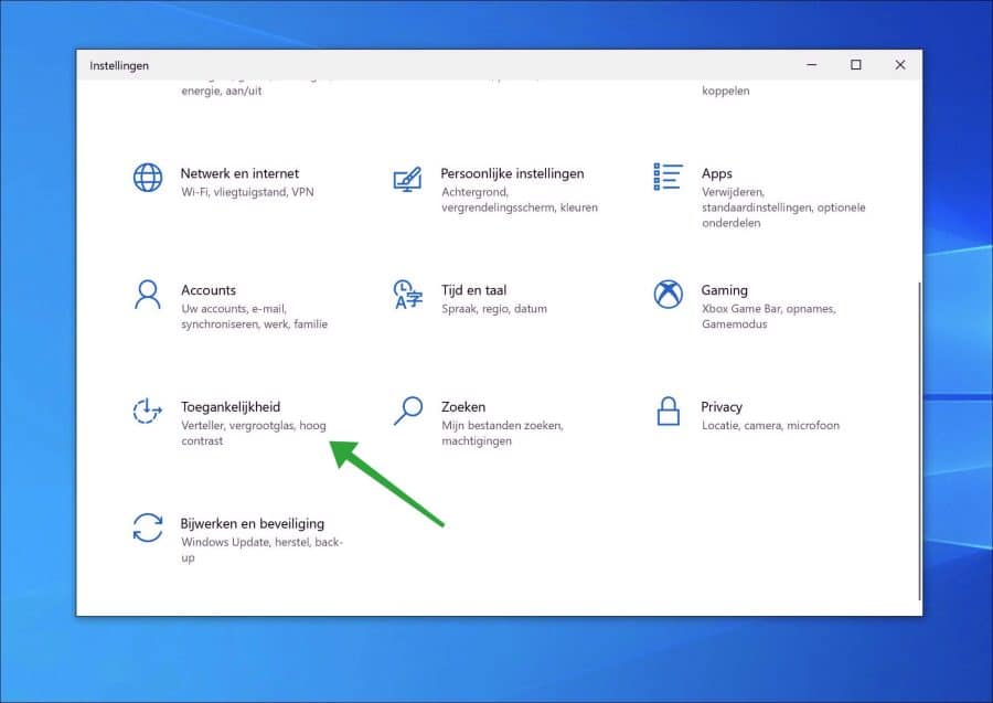 Accessibility settings in Windows 10