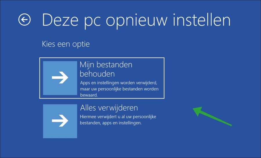 Ob Dateien beim Zurücksetzen von Windows 10 beibehalten werden sollen oder nicht