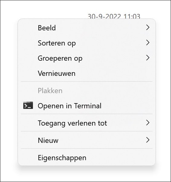 Windows 10 rechtermuisklik menu