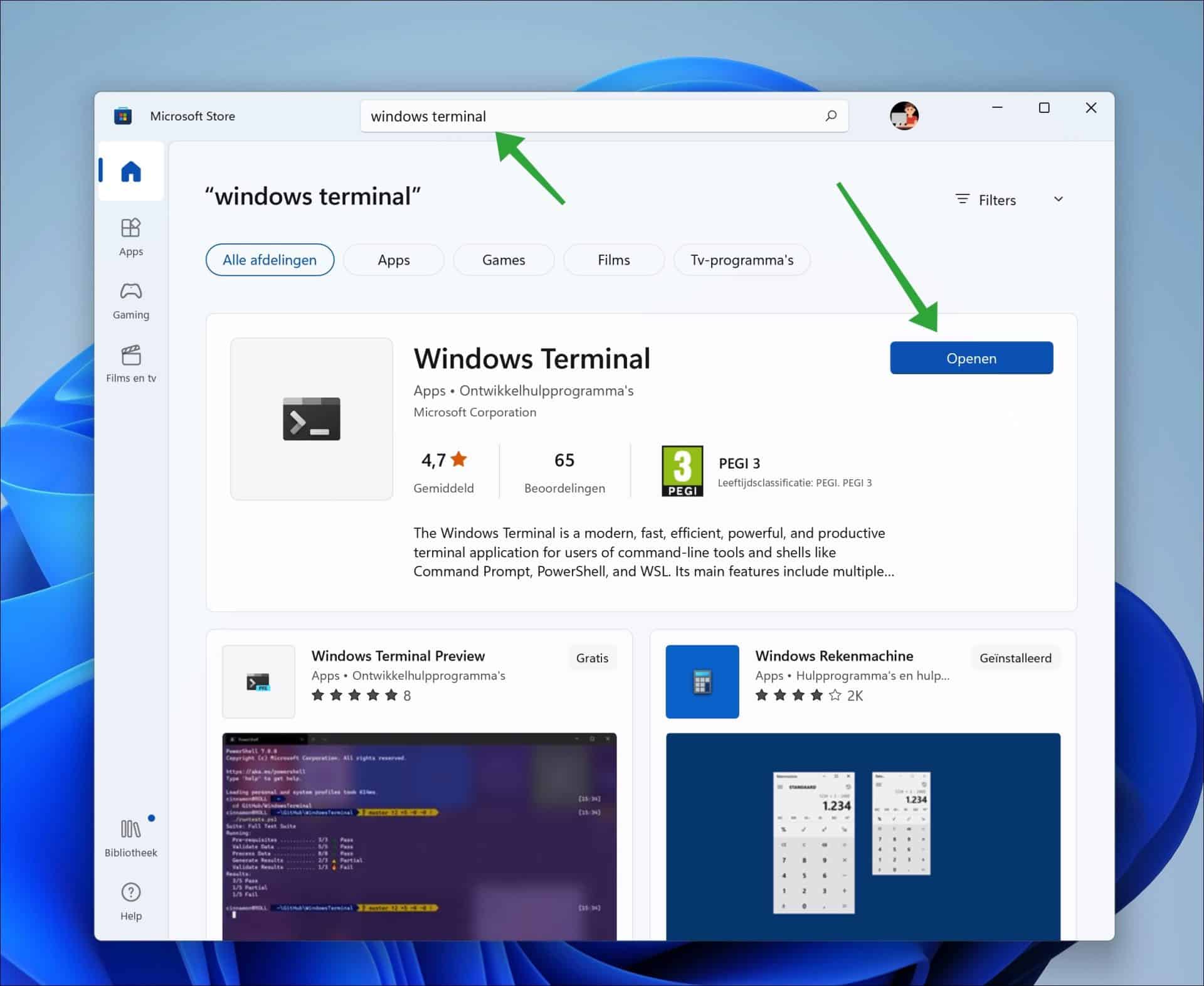 Windows Terminal installeren in Windows 11 of 10