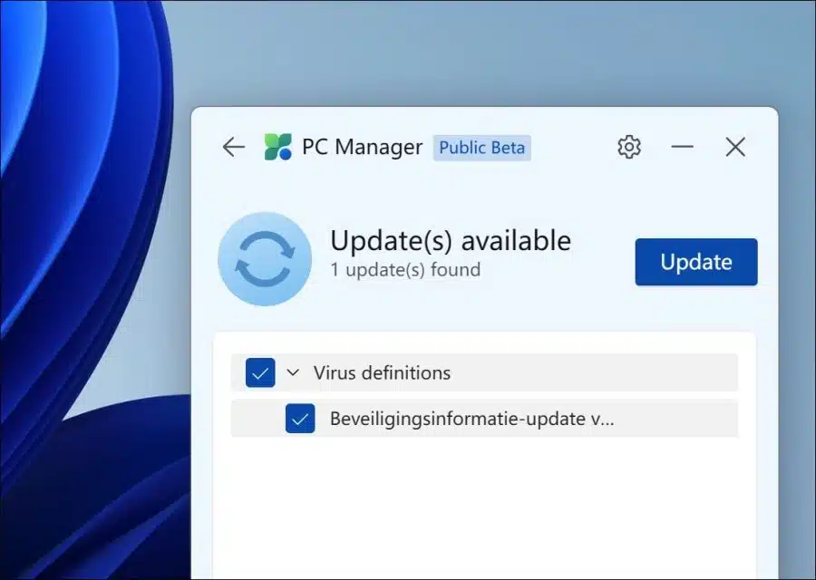 Windows updates installeren via PC manager