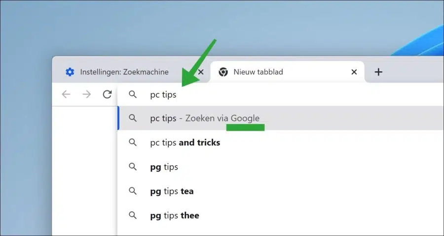 Zoeken via de adresbalk in Google Chrome