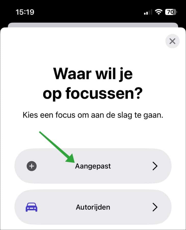 Aangepast focus filter aanmaken