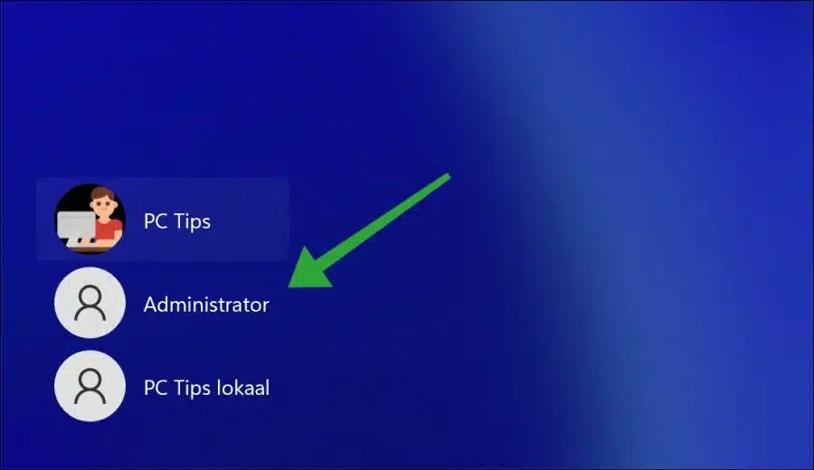 Aanmelden met Administrator account