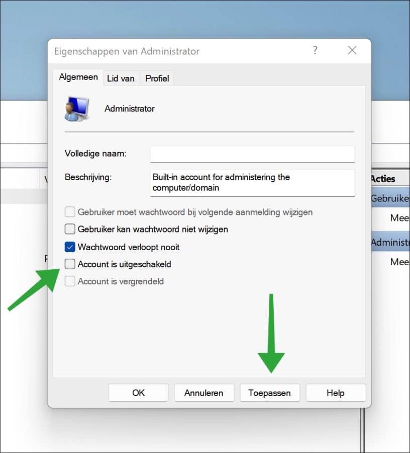 Administrator account inschakelen