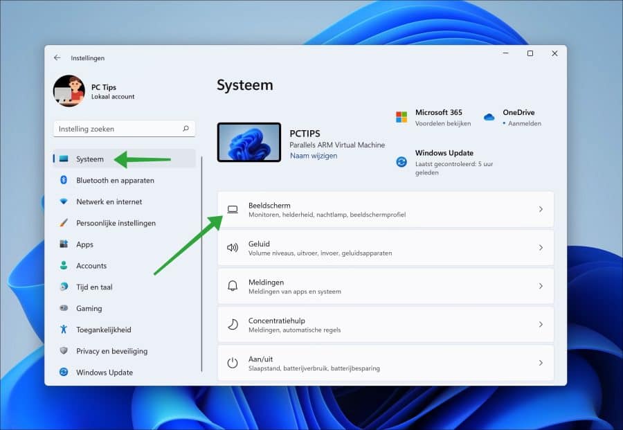 Abrir la configuración de pantalla en Windows 11