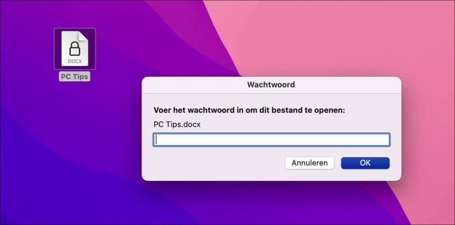 Beveiligd word document openen op Mac computer