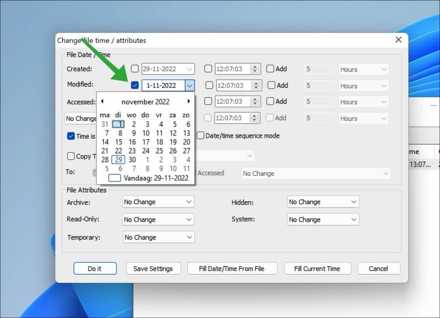 Datum en tijd van bestand wijzigen
