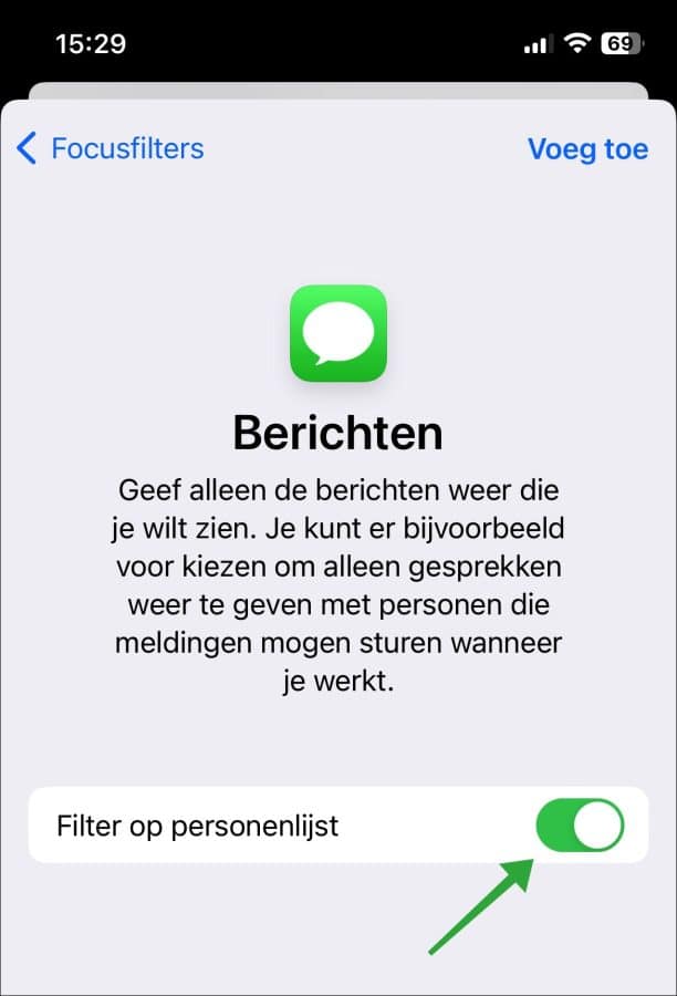 Filter op personenlijst instellen