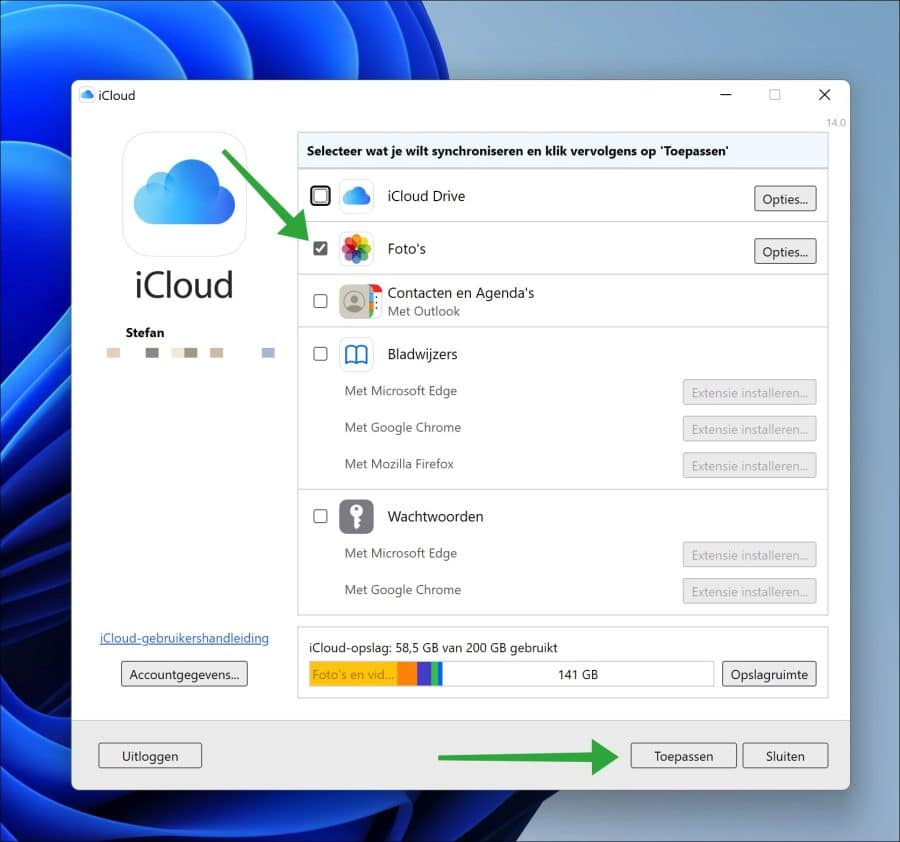 在 Windows 11 中通过 iCloud 同步照片