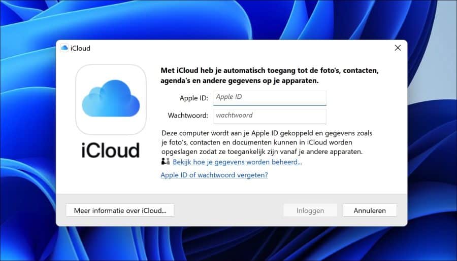 Melden Sie sich bei iCloud an