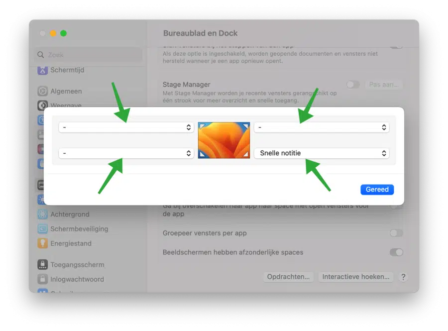 Interactieve hoeken inschakelen