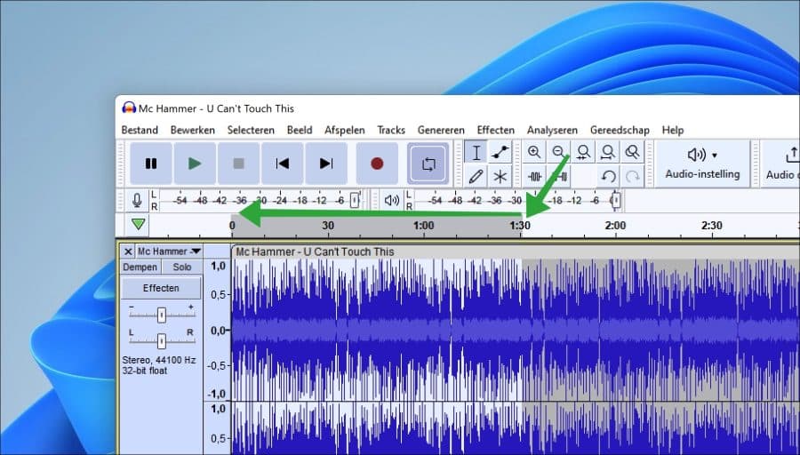 Mp3 opdelen in stukken met Audacity