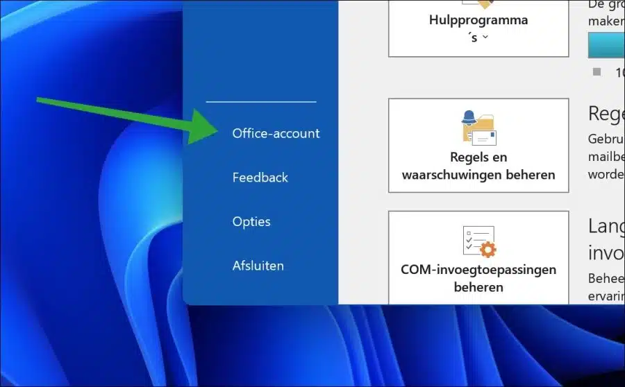 Office-account gegevens in Outlook