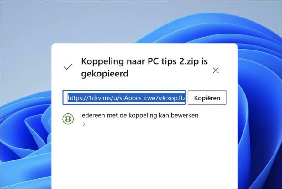 OneDrive deel koppeling