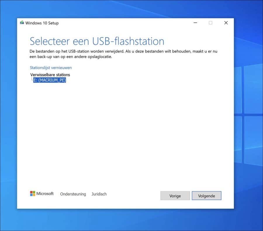 Selecteer een USB flashstation