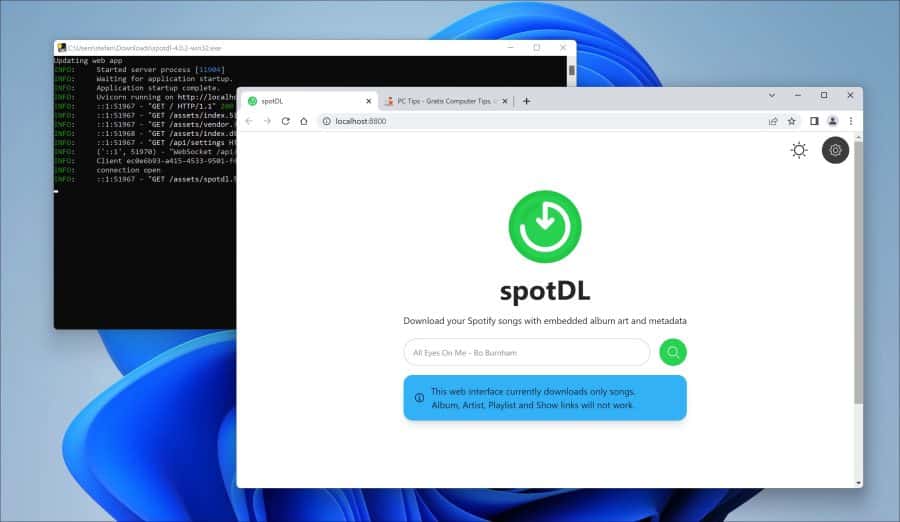 SpotDL interface