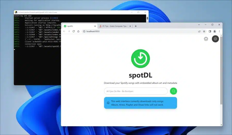 SpotDL interface