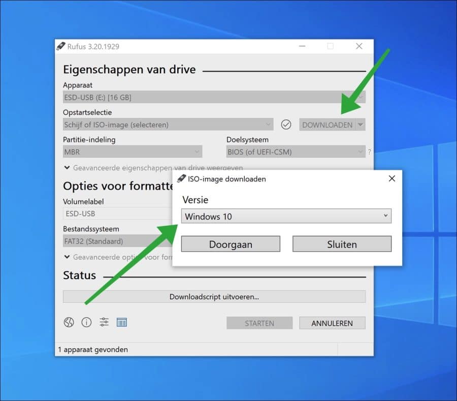 Windows 10 ISO downloaden met Rufus