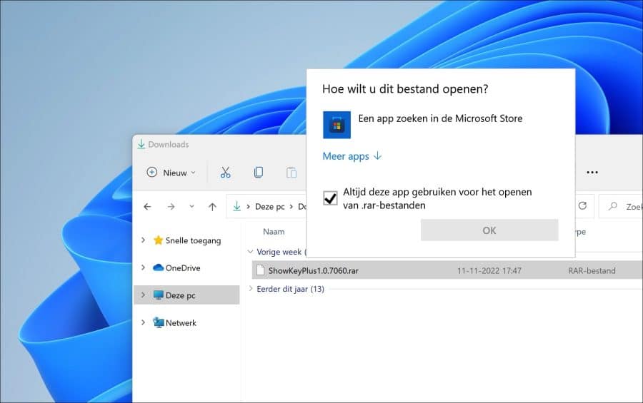 Windows 11 kan RAR bestand niet openen