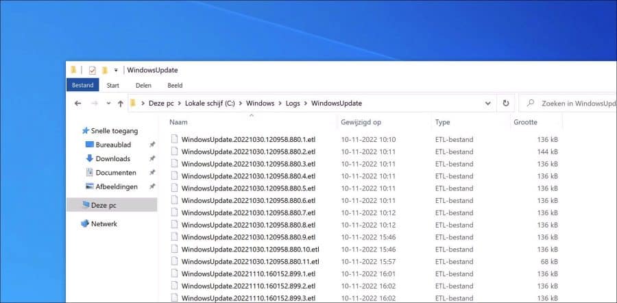 Windows update log files