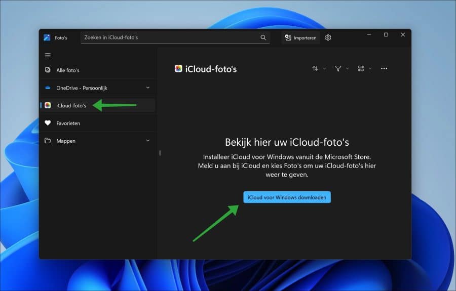 Fotos de iCloud en la aplicación de fotos de Windows 11