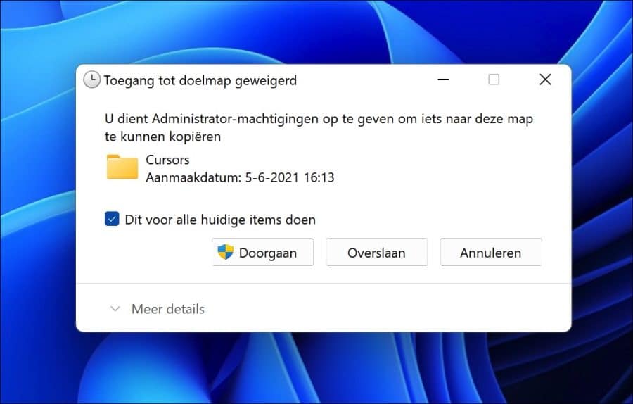 toegang tot doelmap geweigerd