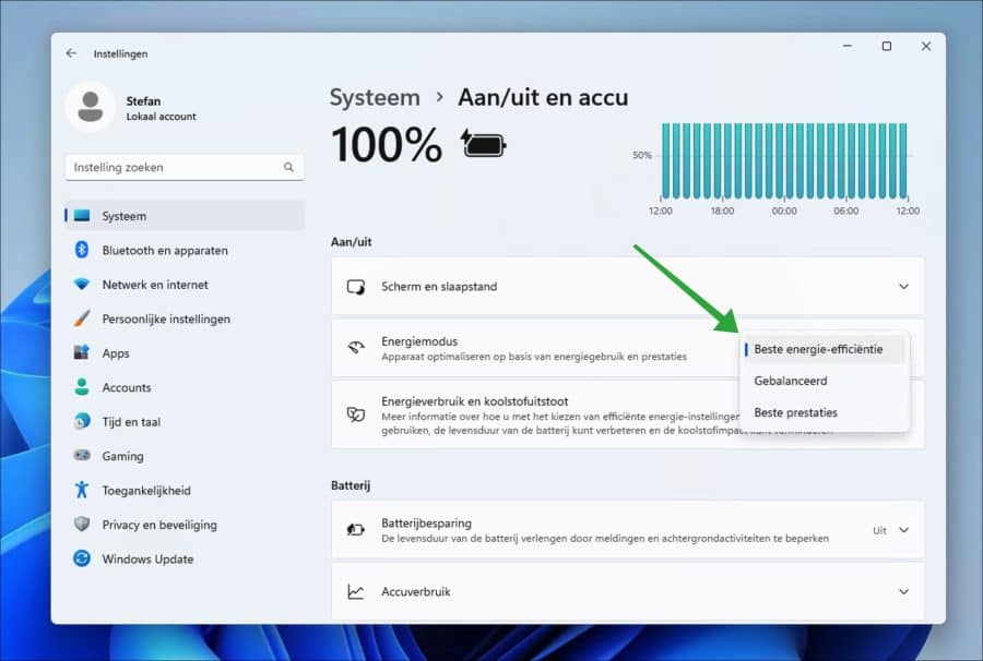 Beste energie-efficientie modus in Windows 11