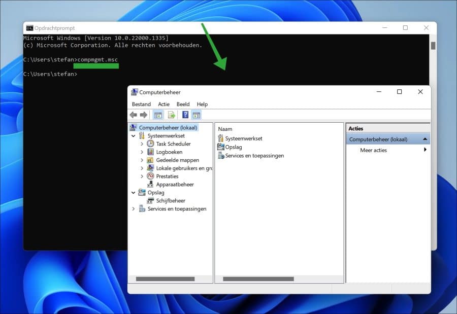 Computerbeheer openen via Opdrachtprompt