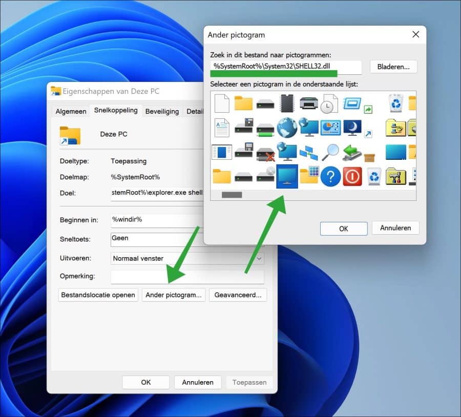 Deze PC pictogram instellen