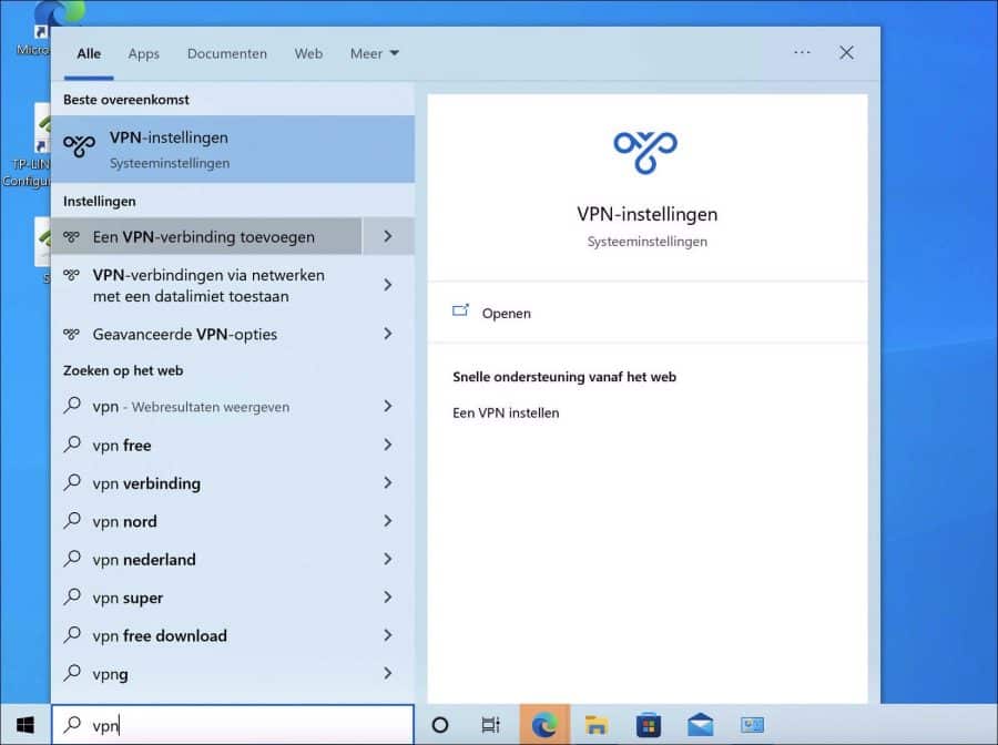 Een VPN verbinding toevoegen in Windows 10