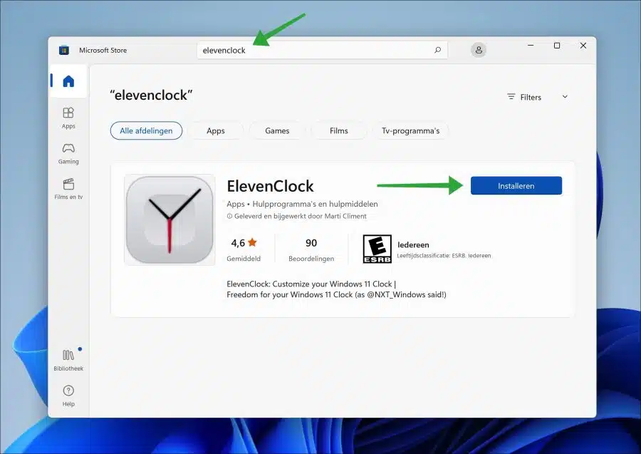 ElevenClock installeren