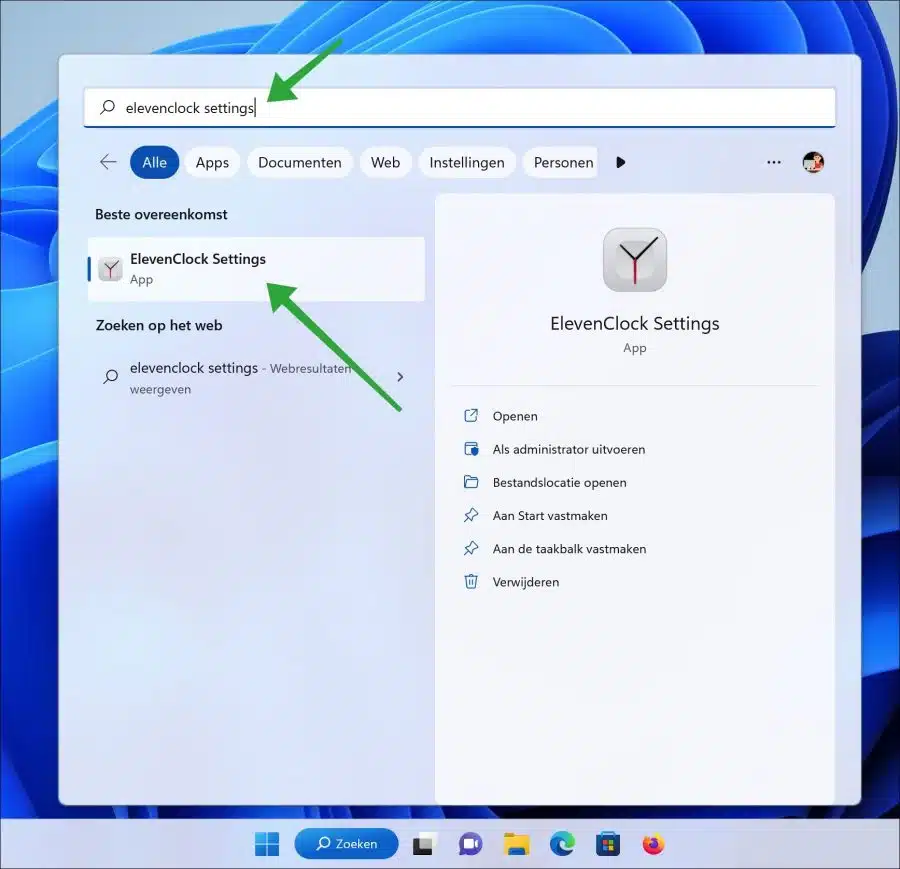 Elevenclock settings