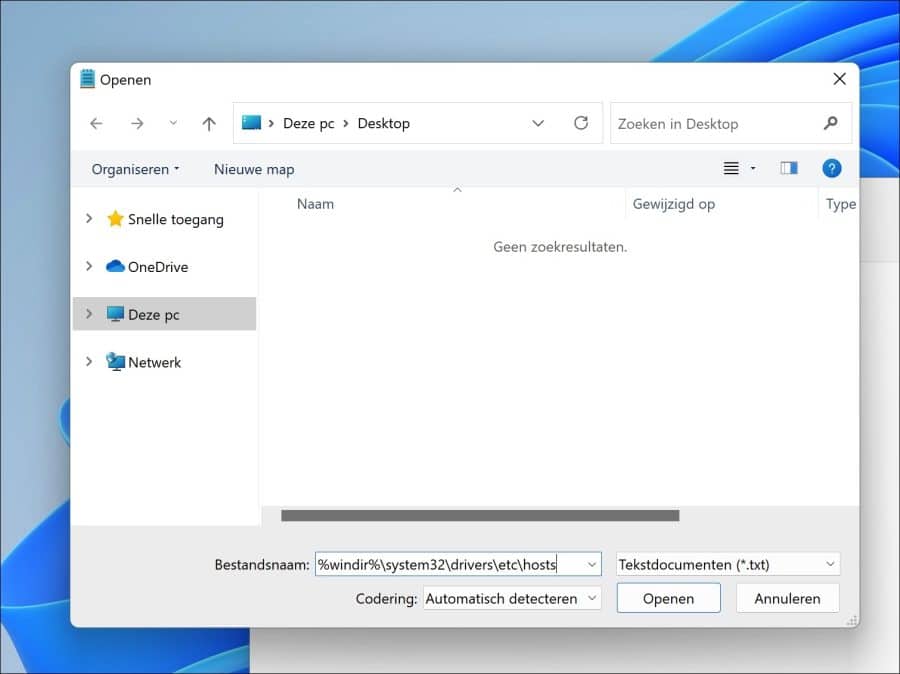 HOSTS bestand openen