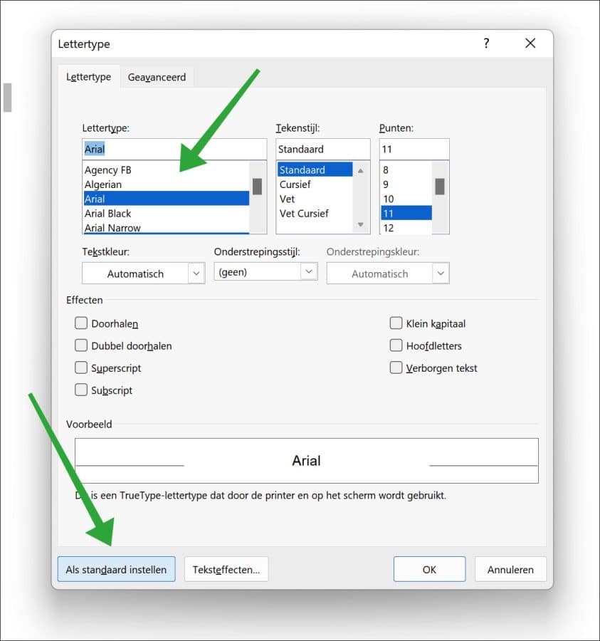 Ändern Sie die Standardschriftart in Microsoft Word