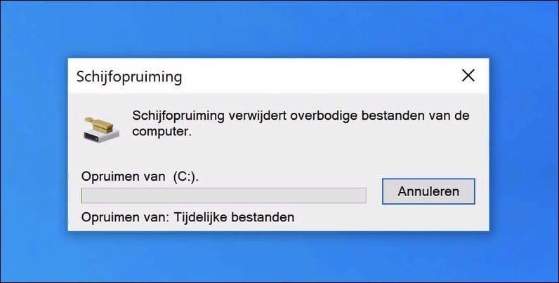 Tijdelijke bestanden verwijderen in Windows 10