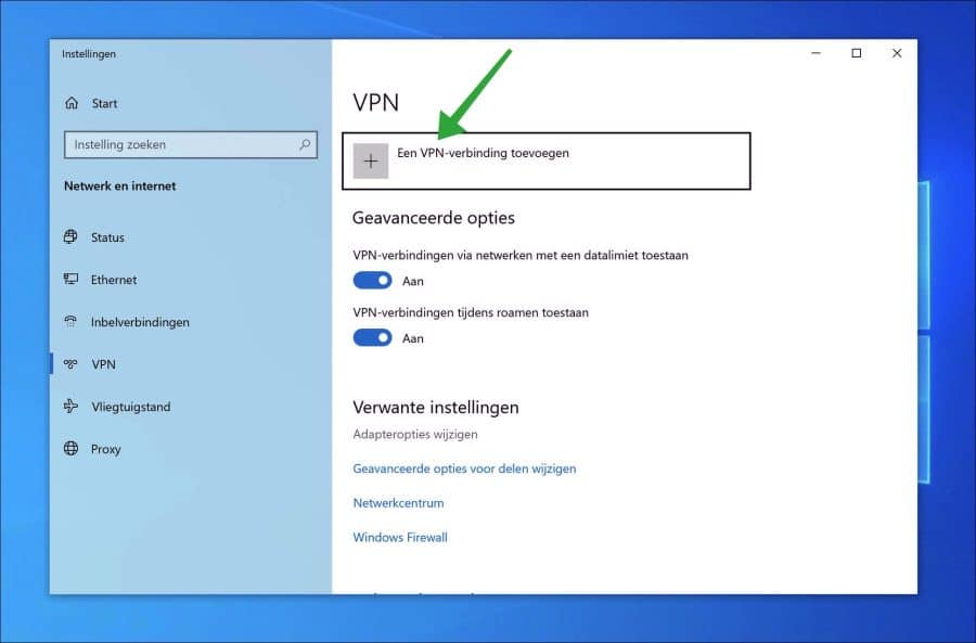 VPN verbinding aanmaken in Windows 10