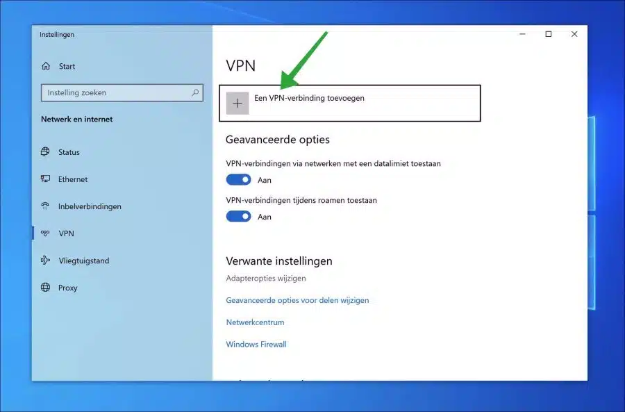 VPN verbinding aanmaken in Windows 10
