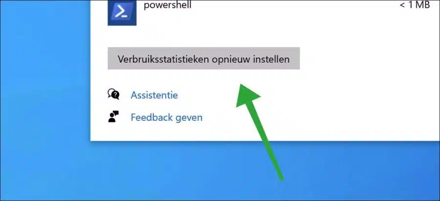 Verbruiksstatistieke opnieuw instellen