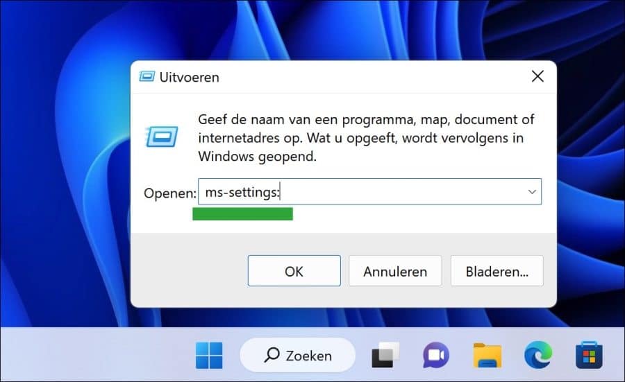 ms-settings openen in windows 11