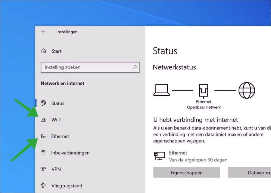 wifi of ethernet verbinding